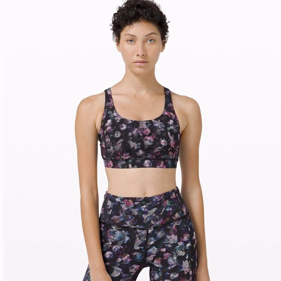 Lululemon Athletica Energy Sports Bra Black Floral Yoga Athletic Women’s 4 - Picture 4 of 10